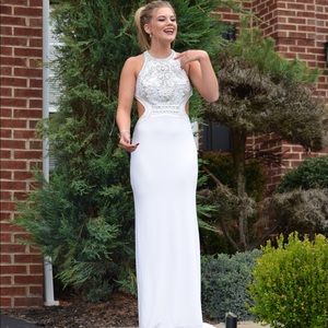 White Beaded Prom Dress